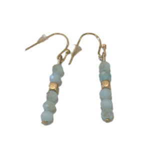 Fashion earrings, Pierced, Dangles, Blue, Goldtone, Beaded
